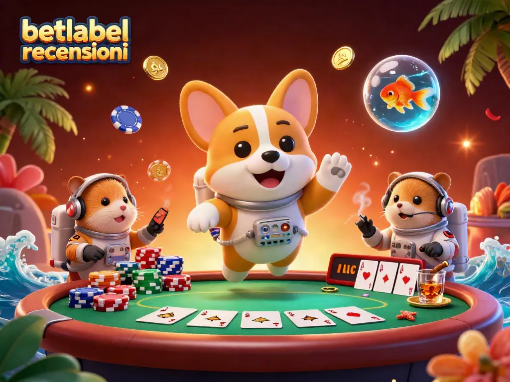 Engage with exciting betlabel recensioni scene featuring a floating astronaut corgi in a casino.