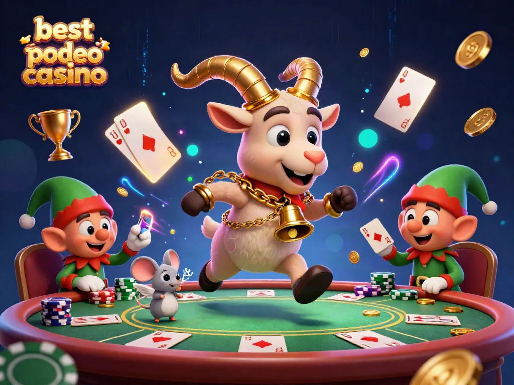 Experience the best video poker casino with Krampus and whimsical characters in a thrilling 3D scene.
