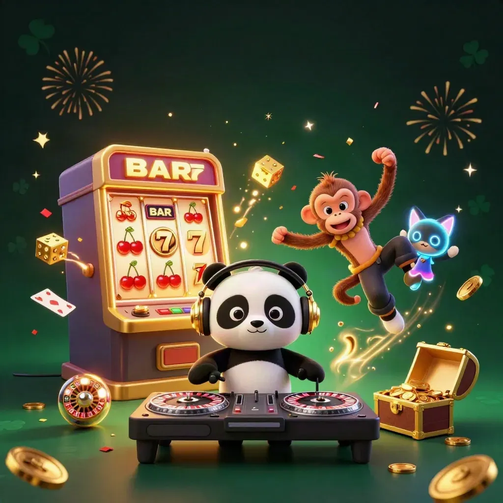 Panda DJ, scimmia ballerina e gattino rave tra slot, monete d’oro e fuochi d’artificio