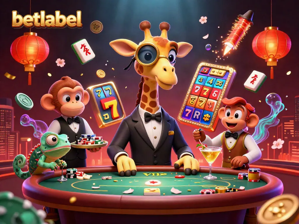 Experience the excitement of betting at Betlabel casino with dynamic characters and vibrant casino elements.